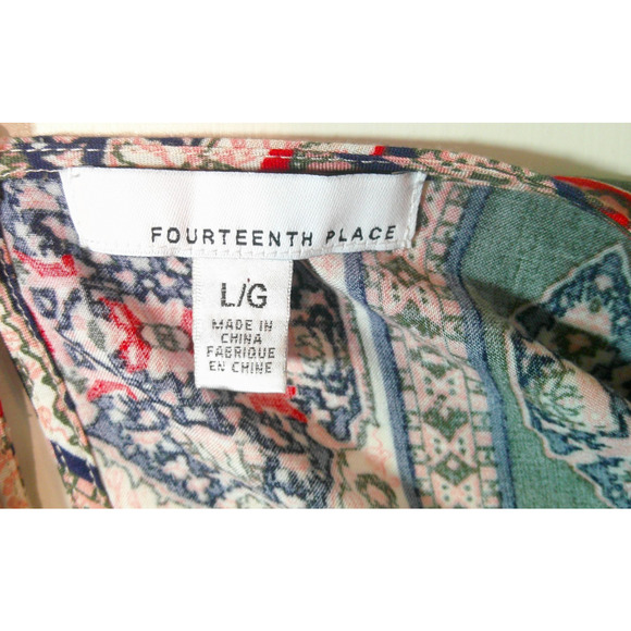 Fourteenth Place Women's Bell Sleeve Boho Tunic Shirt Large - Picture 3 of 4